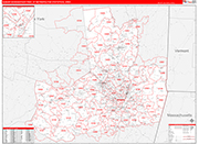 Albany-Schenectady-Troy Metro Area Wall Map Red Line Style